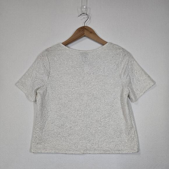 VTG Rue21 Top L White Metallic Gold Sparkle Pearls Rhinestones McBling Evening - Picture 7 of 13